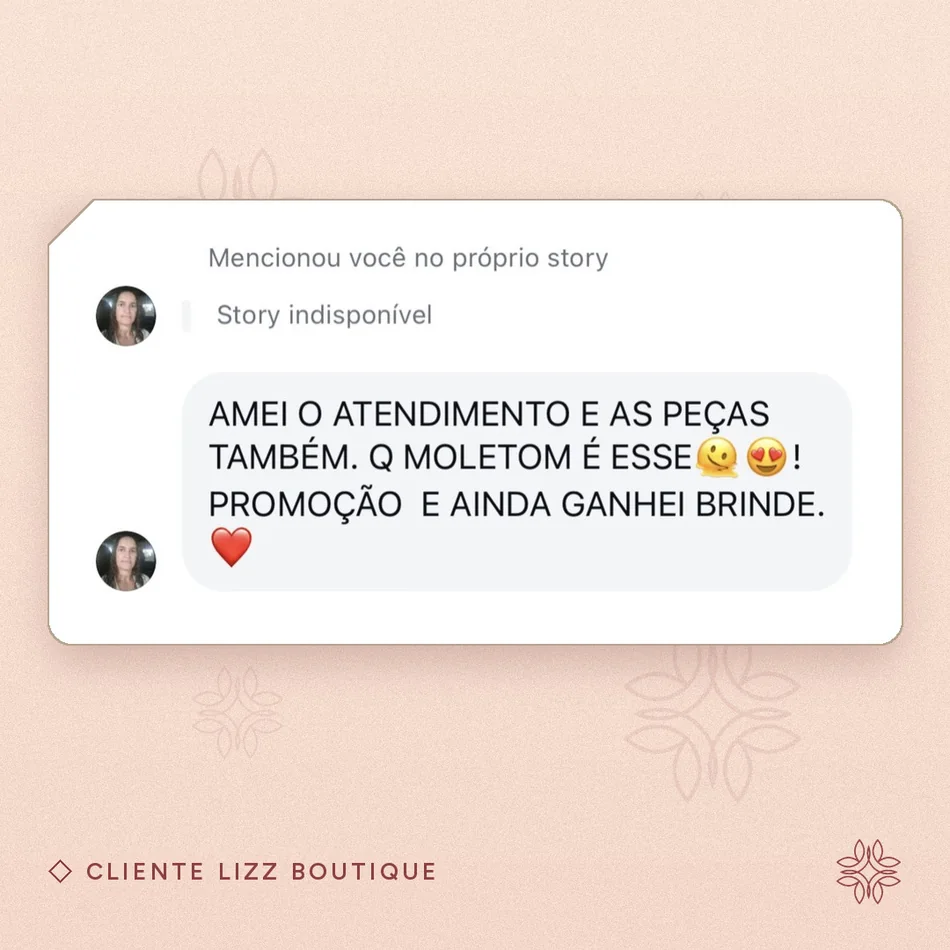 Mensagem de cliente da Lizz Boutique recebida no WhatsApp da loja
